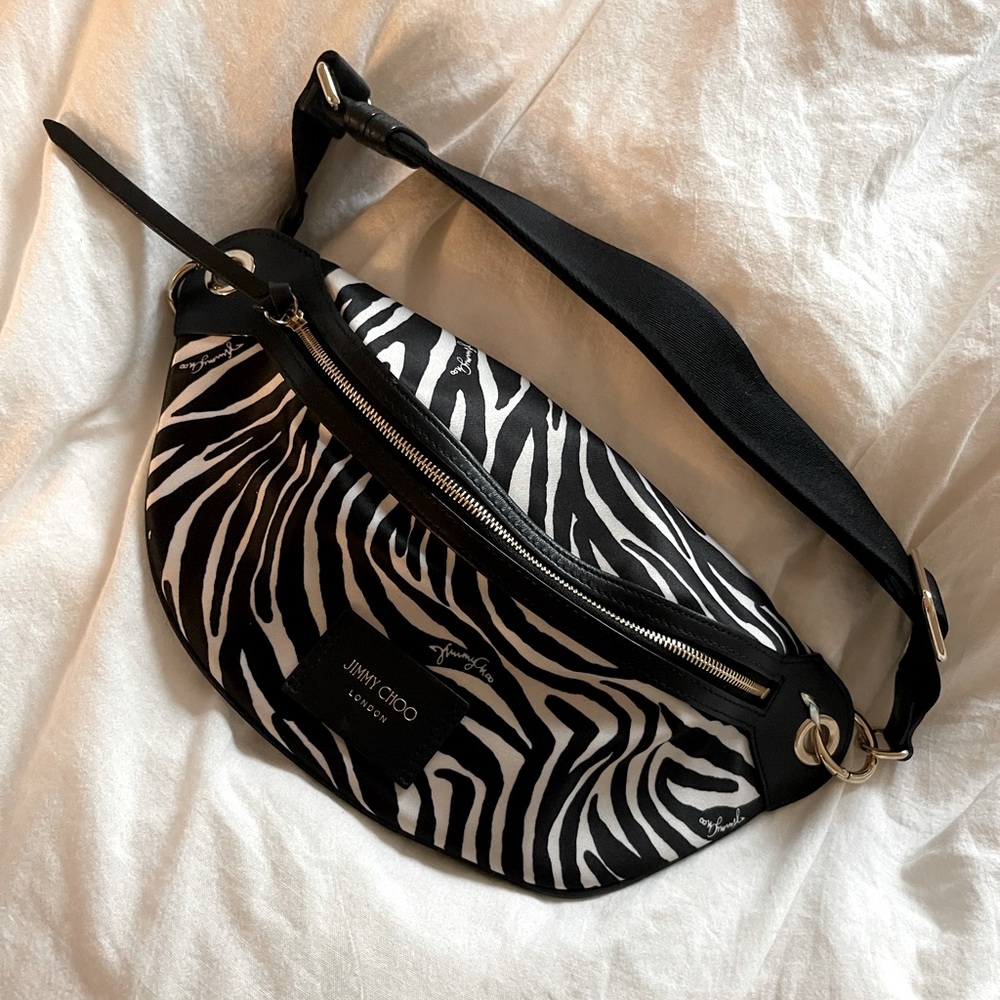 Jimmy Choo Black and White Print Waist Belt Bag